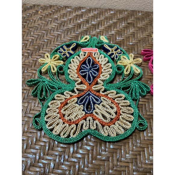 Bundle Of 2 Vintage Wicker Straw Trivet Round - Picture 7 of 10